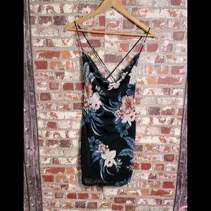 NWT Charlotte Russe Tropical Night Print XS Cami Strap Mini Dress
